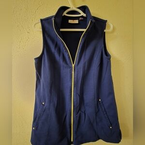 Quacker Factory Dark Blue Vest with Gold Zipper